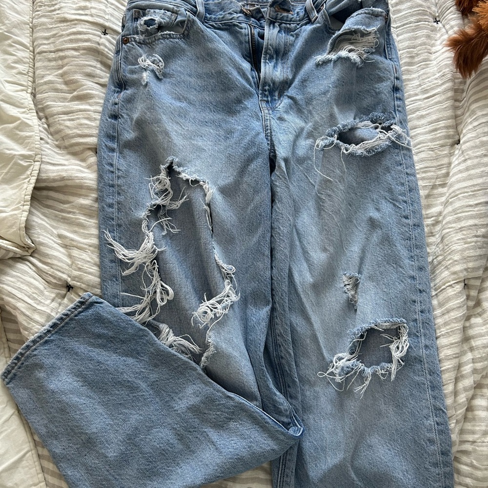 American Eagle Outfitters Blue Boyfriend Jeans Distressed